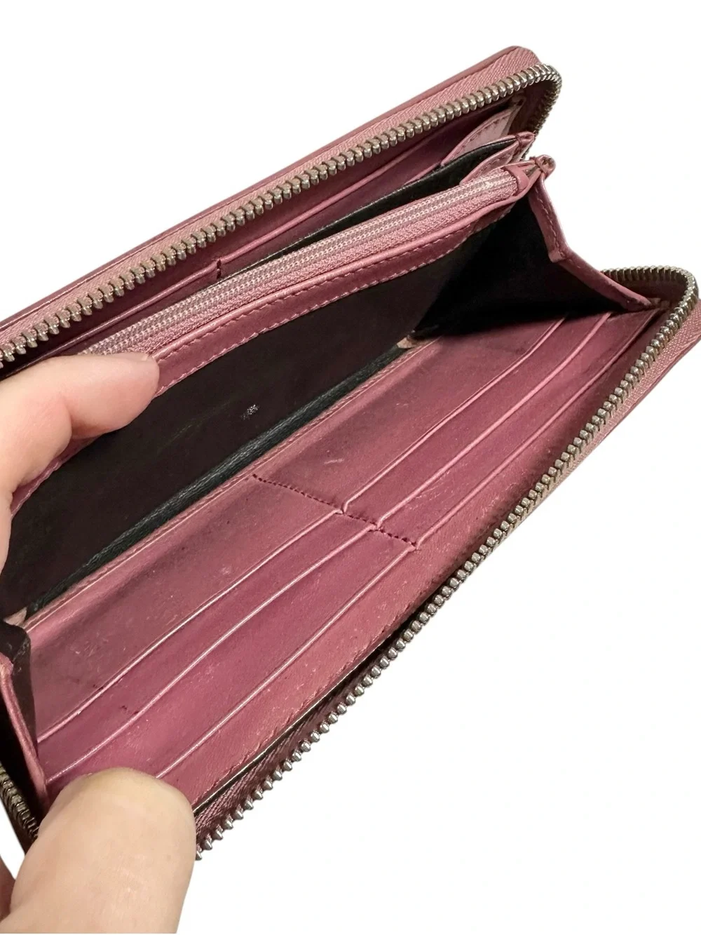 Gucci Pink GG Monogram Leather & Gold Large Zippy Zip Around Wallet